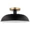Nuvo Colony 1-Light Small Flush Mount - Matte Black with Burnished Brass 60/7491 - alternate 1